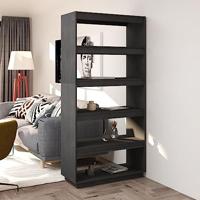 Boekenkast/kamerscherm 80x35x167 cm massief grenenhout grijs - thumbnail