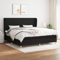 Boxspring met matras stof zwart 200x200 cm - thumbnail