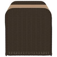 Opbergbankje met kussen 115x51x52 cm poly rattan bruin - thumbnail