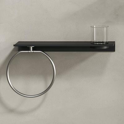Planchet met Glas en Handdoekring Geesa Leev 40 cm RVS Zwart Geesa Planchet met Glas en Handdoekring Geesa Leev 40 cm RVS Zwart Geesa