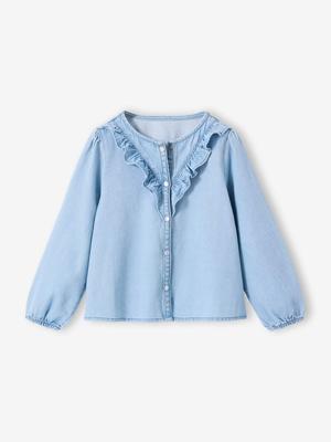 Denim katoenen meisjesblouse stone Denim katoenen meisjesblouse stone