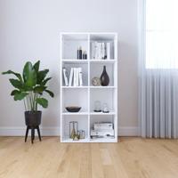 Boekenkast/dressoir 66x30x130 cm bewerkt hout wit - thumbnail