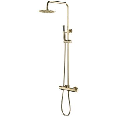 Thermostatische Regendoucheset 20cm - Ronde & Staafhanddouche - Geborsteld Goud