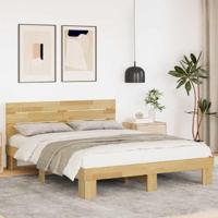 Bedframe hoofdeinde zonder matras 135x190 cm massief hout eiken - thumbnail