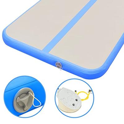 Gymnastiekmat met pomp opblaasbaar 500x100x10 cm PVC blauw - thumbnail