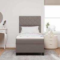 Boxspring bed met matras met hoofdeinde Taupe 100 x 200 cm Stof - thumbnail