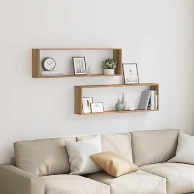 Wandschappen kubus 2st 100x15x30cm bewerkt hout artisanaaleiken Wandschappen kubus 2st 100x15x30cm bewerkt hout artisanaaleiken