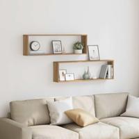 Wandschappen kubus 2st 100x15x30cm bewerkt hout artisanaaleiken - thumbnail