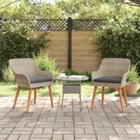 Tuinstoel 2 pcs Lichtgrijs 55 x 62.5 x 82cm poly rattan - thumbnail