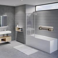 Badwand Riho Lucid GD501 Omkeerbaar Verstelbaar Aluminium 150x80 cm Mat Wit Riho - thumbnail