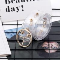 Kunststof transparante brede riem voor vrouwen lengte: 100cm (Gold Round) - thumbnail