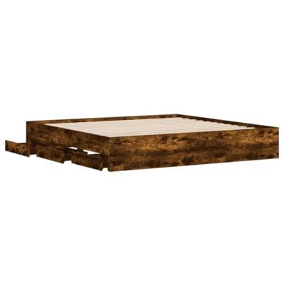 Bedframe met lades bewerkt hout gerookt eikenkleurig 200x200 cm