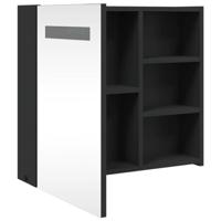 Badkamerkast met spiegel en LED 60x13x52 cm zwart - thumbnail