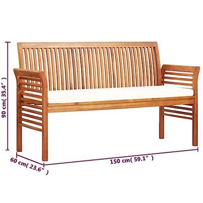 VidaXL Tuinbank 3-zits met kussen 150 cm massief acaciahout VidaXL Tuinbank 3-zits met kussen 150 cm massief acaciahout