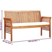 Tuinbank met kussen 3-zits 150 cm massief acaciahout - thumbnail