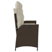 Tuinbankje verstelbaar met kussens poly rattan bruin - thumbnail