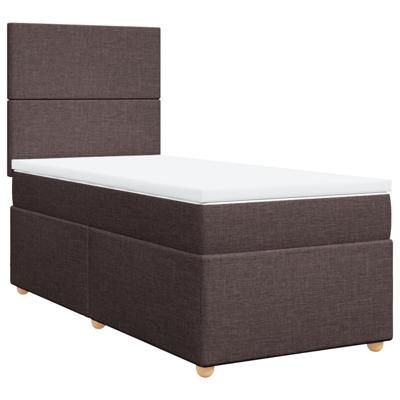 Boxspring met matras stof donkerbruin 140x200 cm