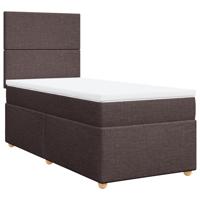 Boxspring met matras stof donkerbruin 140x200 cm - thumbnail