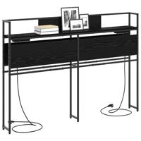 Opberghoofdbord met plank Zwart eiken 135 cm Bewerkt hout - thumbnail