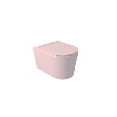 Wandcloset Civita 50x35x36.5cm Keramiek Rimless Mat Roze (Excl. zitting) Wandcloset Civita 50x35x36.5cm Keramiek Rimless Mat Roze (Excl. zitting)