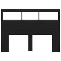 Hoofdbordkast met LED 140x17x102 cm zwart eikenkleurig - thumbnail