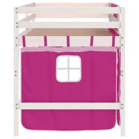 Kinderhoogslaper met gordijnen 80x200 cm grenenhout roze - thumbnail