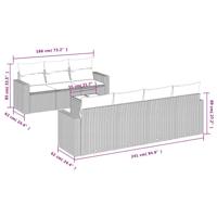 8-delige Loungeset met kussens poly rattan beige - thumbnail