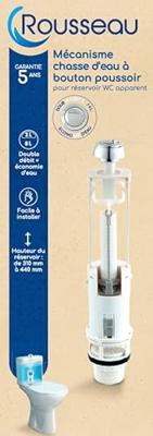 Dubbel spoelmechanisme - ROUSSEAU - Doorstroom 3/6L - Verstelbaar - Chromen afwerking - Eenvoudige installatie