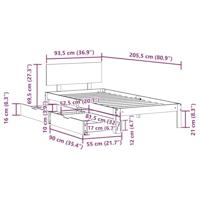 Bedframe met lades massief grenenhout wit 90x200 cm - thumbnail