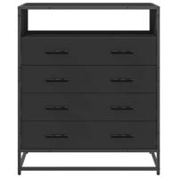 Ladekast 70x41x83,5 cm bewerkt hout zwart - thumbnail