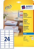 Etiket Avery J8159-10 63.5x33.9mm wit 240 etiketten - thumbnail