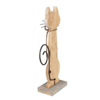 Clayre & Eef Decoratie Beeld Kat 38 cm Wit Hout - thumbnail