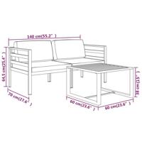 3-delige Loungeset met kussens aluminium antracietkleurig - thumbnail