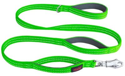 Halti BRIG Veiligheidslijn voor Honden - Kleurgecodeerde Hondenriem met Ultrasterke Clip, Reflecterende en Gewatteerde Handvatten en D-ring, Ontworpen voor Grote Honden (1,5 m Lang, Neon Groen)