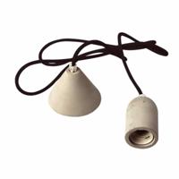 Fitting E27 beton grijs snoer 2 meter zwart plafondrozet beton kleur Hanglamp - thumbnail