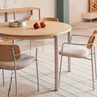 Kave Home Ronde Uitschuifbare Eettafel 'Montuiri' Eiken, 120 - 200 x 120cm, kleur Grijs - thumbnail