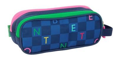 Pennenetui met 2 vakken Benetton Damero Marineblauw 21 x 8 x 6 cm
