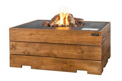 Cocoon vuurtafel teakhout rechthoek antraciet