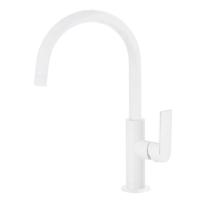 Wastafelmengkraan Tres Loft Colors 1-Hendel Uitloop Gebogen 20 cm Rond Mat Wit - thumbnail