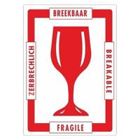 Etiket wit/rood 80x110mm Fragile glas - thumbnail