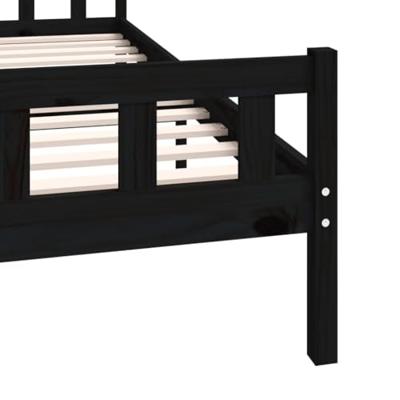Bedframe massief hout zwart 200x200 cm