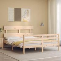 Bedframe met hoofdbord massief hout 160x200 cm - thumbnail
