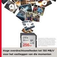 SanDisk SDXC Ultra 256GB (Class 10/UHS-I/150MB/s) SDXC-kaart 256 GB UHS-Class 1 Waterdicht, Schokbestendig - thumbnail