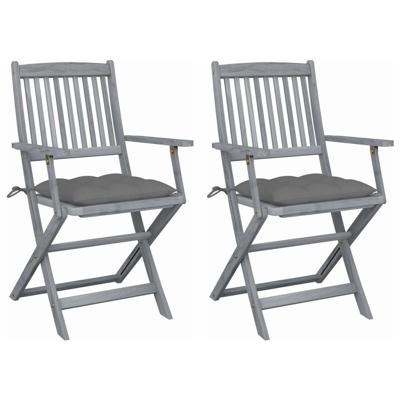 Tuinstoelen 2 st inklapbaar met kussens massief acaciahout