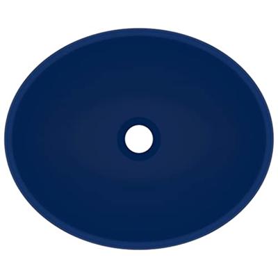 VidaXL Wastafel ovaal 40x33 cm keramiek mat donkerblauw