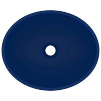 VidaXL Wastafel ovaal 40x33 cm keramiek mat donkerblauw - thumbnail
