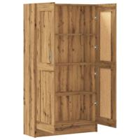 Boekenkast 82,5x30,5x150 cm bewerkt hout artisanaal eikenkleur - thumbnail