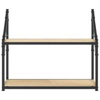 Wandrek 2-laags 60x21x51 cm bewerkt hout sonoma eikenkleurig - thumbnail