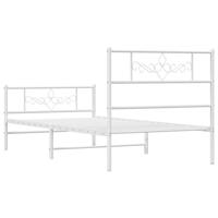 Bedframe met hoofd- en voeteneinde metaal wit 107x203 cm - thumbnail