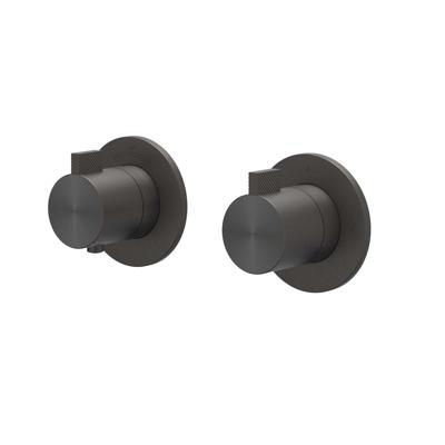 Afbouwdeel IVY Tribe Inbouwthermostaat 2-weg Stop-Omstel Symmetry Met Rond Rozet RVS316 Geborsteld Carbon Black PVD